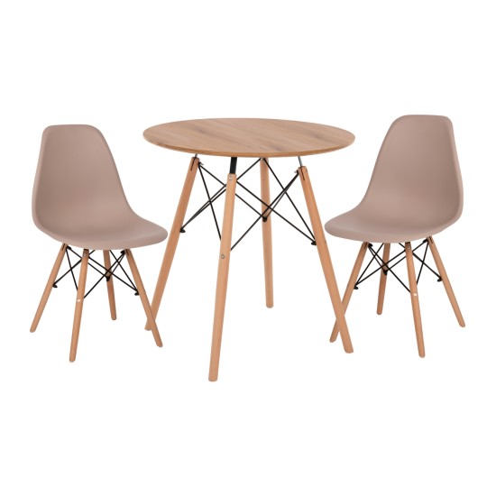 ΣΕΤ ΤΡΑΠΕΖΑΡΙΑΣ 3ΤΜΧ TWIST HM21374 ΣΤΡΟΓΓΥΛΟ ΤΡΑΠΕΖΙ Φ80 & 2 ΚΑΡΕΚΛΕΣ ΣΕ ΚΑΠΟΥΤΣΙΝΟ