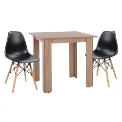 ΣΕΤ ΤΡΑΠΕΖΑΡΙΑΣ 3ΤΜΧ KELVIN HM21376 ΤΕΤΡΑΓΩΝΟ ΤΡΑΠΕΖΙ SONAMA OAK--2 ΚΑΡΕΚΛΕΣ ΜΑΥΡΕΣ