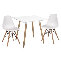 ΣΕΤ ΤΡΑΠΕΖΑΡΙΑΣ 3ΤΜΧ TWIST HM21377 ΤΕΤΡΑΓΩΝΟ ΤΡΑΠΕΖΙ ΛΕΥΚΟ--2 ΚΑΡΕΚΛΕΣ ΛΕΥΚΕΣ