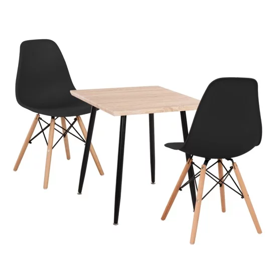 ΣΕΤ ΤΡΑΠΕΖΑΡΙΑΣ 3ΤΜΧ PALOMA HM21380.02 ΤΕΤΡΑΓΩΝΟ ΤΡΑΠΕΖΙ & 2 ΚΑΡΕΚΛΕΣ ΣΕ ΜΑΥΡΟ