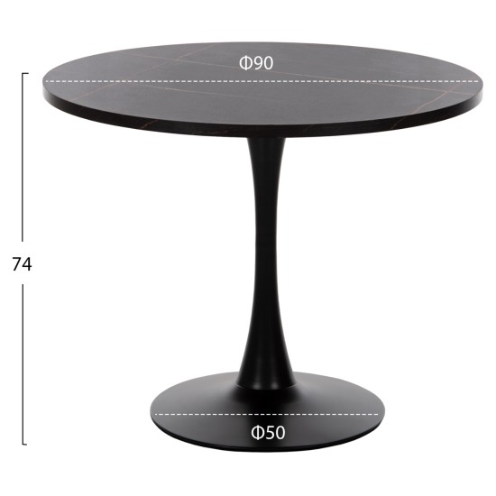 ΣΕΤ ΤΡΑΠΕΖΑΡΙΑΣ 3ΤΜΧ ROLLO HM21389 ΣΤΡΟΓΓΥΛΟ ΤΡΑΠΕΖΙ--2 ΚΑΡΕΚΛΕΣ ΣΕ ΜΑΥΡΟ