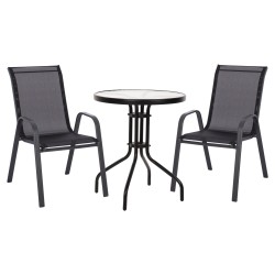 ΣΕΤ ΤΡΑΠΕΖΑΡΙΑΣ 3ΤΜΧ LEON HM5181.03 ΚΑΡΕΚΛΕΣ ΜΕΤΑΛΛΙΚΕΣ & ΤΡΑΠΕΖΙ Φ60εκ ΜΑΥΡΟ