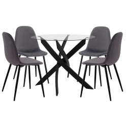 ΣΕΤ ΤΡΑΠΕΖΑΡΙΑΣ 5 ΤΜΧ HM11095.01 ΤΡΑΠΕΖΙ Φ90X74Υεκ. & 4 ΚΑΡΕΚΛΕΣ LEONARDO ΓΚΡΙ