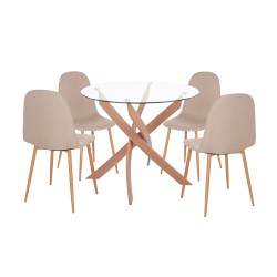 ΣΕΤ ΤΡΑΠΕΖΑΡΙΑΣ 5ΤΜΧ ΕΣ.ΧΩΡΟΥ JAFARU HM10885.12 ΣΤΡΟΓΓΥΛΟ ΤΡΑΠΕΖΙ Φ90 & 4 ΚΑΡΕΚΛΕΣ--ΜΠΕΖ