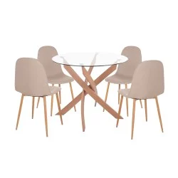 ΣΕΤ ΤΡΑΠΕΖΑΡΙΑΣ 5ΤΜΧ ΕΣ.ΧΩΡΟΥ JAFARU HM10885.12 ΣΤΡΟΓΓΥΛΟ ΤΡΑΠΕΖΙ Φ90 & 4 ΚΑΡΕΚΛΕΣ--ΜΠΕΖ