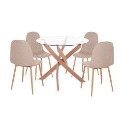 ΣΕΤ ΤΡΑΠΕΖΑΡΙΑΣ 5ΤΜΧ ΕΣ.ΧΩΡΟΥ JAFARU HM10885.12 ΣΤΡΟΓΓΥΛΟ ΤΡΑΠΕΖΙ Φ90 & 4 ΚΑΡΕΚΛΕΣ--ΜΠΕΖ