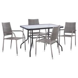 ΣΕΤ ΤΡΑΠΕΖΑΡΙΑΣ 5ΤΜΧ ΕΞ.ΧΩΡΟΥ ADAM HM10873.02 ΜΕΤΑΛΛΟ & WICKER ΣΕ ΓΚΡΙ