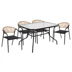 ΣΕΤ ΤΡΑΠΕΖΑΡΙΑΣ 5ΤΜΧ ADAM HM10727.03 ΚΑΡΕΚΛΕΣ ΜΕΤΑΛΛΙΚΕΣ & ΤΡΑΠΕΖΙ 110x60εκ ΜΑΥΡΟ