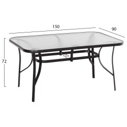 ΣΕΤ ΤΡΑΠΕΖΑΡΙΑΣ 5ΤΜΧ BRUNO HM10729.03 ΚΑΡΕΚΛΕΣ ΜΕΤΑΛΛΙΚΕΣ & ΤΡΑΠΕΖΙ 150x90εκ ΜΑΥΡΟ