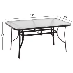 ΣΕΤ ΤΡΑΠΕΖΑΡΙΑΣ 5ΤΜΧ BRUNO HM10729.03 ΚΑΡΕΚΛΕΣ ΜΕΤΑΛΛΙΚΕΣ & ΤΡΑΠΕΖΙ 150x90εκ ΜΑΥΡΟ