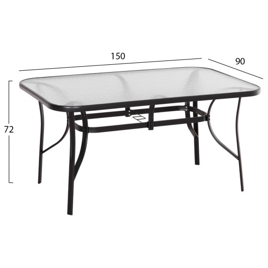 ΣΕΤ ΤΡΑΠΕΖΑΡΙΑΣ 5ΤΜΧ BRUNO HM10729.03 ΚΑΡΕΚΛΕΣ ΜΕΤΑΛΛΙΚΕΣ & ΤΡΑΠΕΖΙ 150x90εκ ΜΑΥΡΟ