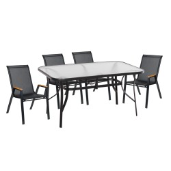 ΣΕΤ ΤΡΑΠΕΖΑΡΙΑΣ 5ΤΜΧ BRUNO HM10729.03 ΚΑΡΕΚΛΕΣ ΜΕΤΑΛΛΙΚΕΣ & ΤΡΑΠΕΖΙ 150x90εκ ΜΑΥΡΟ