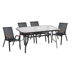 ΣΕΤ ΤΡΑΠΕΖΑΡΙΑΣ 5ΤΜΧ BRUNO HM10729.03 ΚΑΡΕΚΛΕΣ ΜΕΤΑΛΛΙΚΕΣ & ΤΡΑΠΕΖΙ 150x90εκ ΜΑΥΡΟ