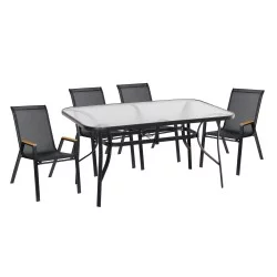 ΣΕΤ ΤΡΑΠΕΖΑΡΙΑΣ 5ΤΜΧ BRUNO HM10729.03 ΚΑΡΕΚΛΕΣ ΜΕΤΑΛΛΙΚΕΣ & ΤΡΑΠΕΖΙ 150x90εκ ΜΑΥΡΟ