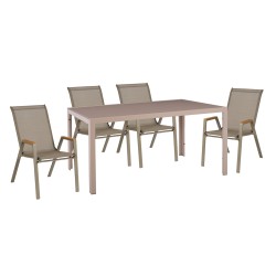 ΣΕΤ ΤΡΑΠΕΖΑΡΙΑΣ 5ΤΜΧ OFER HM10729.04 ΚΑΡΕΚΛΕΣ ΜΕΤΑΛ. & ΤΡΑΠΕΖΙ 150x90εκ ΚΑΠΟΥΤΣΙΝΟ