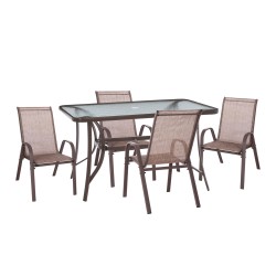 ΣΕΤ ΤΡΑΠΕΖΑΡΙΑΣ 5ΤΜΧ BRAVO HM10731--4 ΚΑΡΕΚΛΕΣ & ΤΡΑΠΕΖΙ 120x70εκ ΚΑΦΕ