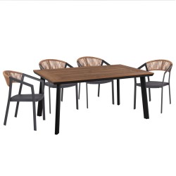 ΣΕΤ ΤΡΑΠΕΖΑΡΙΑΣ 5ΤΜΧ TABER HM10832.01 ΚΑΡΕΚΛΕΣ & ΤΡΑΠΕΖΙ ΑΛΟΥΜ.-POLYWOOD-ΓΚΡΙ