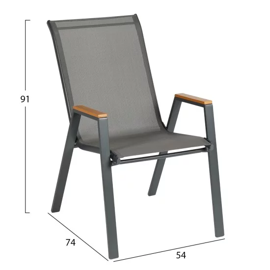 ΣΕΤ ΤΡΑΠΕΖΑΡΙΑΣ 5ΤΜΧ LEONE HM10835.01 ΚΑΡΕΚΛΕΣ ΜΕΤΑΛΛΙΚΕΣ & ΤΡΑΠΕΖΙ 110x60εκ ΓΚΡΙ