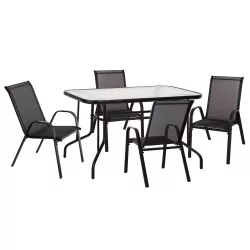 ΣΕΤ ΤΡΑΠΕΖΑΡΙΑΣ 5ΤΜΧ ADAM HM10896.03 ΤΡΑΠΕΖΙ 120x70εκ & 4 ΠΟΛΥΘΡΟΝΕΣ--ΜΑΥΡΟ