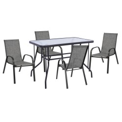 ΣΕΤ ΤΡΑΠΕΖΑΡΙΑΣ 5ΤΜΧ ADAM HM10897.01 ΤΡΑΠΕΖΙ 110x60εκ & 4 ΠΟΛΥΘΡΟΝΕΣ--ΓΚΡΙ