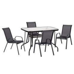 ΣΕΤ ΤΡΑΠΕΖΑΡΙΑΣ 5ΤΜΧ ADAM HM10897.03 ΤΡΑΠΕΖΙ 110x60εκ & 4 ΠΟΛΥΘΡΟΝΕΣ--ΜΑΥΡΟ