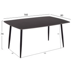 ΣΕΤ ΤΡΑΠΕΖΑΡΙΑΣ 5ΤΜΧ DETTON HM10940.01 ΚΕΡΑΜΙΚΟ TOP--ΥΦΑΣΜΑ ΓΚΡΙ & ΜΕΤΑΛ.ΠΟΔΙΑ ΜΑΥΡΑ