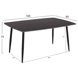 ΣΕΤ ΤΡΑΠΕΖΑΡΙΑΣ 5ΤΜΧ DETTON HM10940.01 ΚΕΡΑΜΙΚΟ TOP--ΥΦΑΣΜΑ ΓΚΡΙ & ΜΕΤΑΛ.ΠΟΔΙΑ ΜΑΥΡΑ