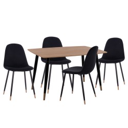 ΣΕΤ ΤΡΑΠΕΖΑΡΙΑΣ 5ΤΜΧ ALIZA HM11196.09 MDF TOP-ΒΕΛΟΥΔΟ & ΜΕΤΑΛΛΟ ΣΕ ΜΑΥΡΟ