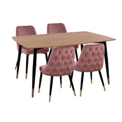 ΣΕΤ ΤΡΑΠΕΖΑΡΙΑΣ 5ΤΜΧ JOLIE HM11198.02 MDF TOP-ΒΕΛΟΥΔΟ ΣΑΠΙΟ ΜΗΛΟ & ΜΕΤΑΛΛΟ ΜΑΥΡΟ