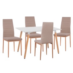 ΣΕΤ ΤΡΑΠΕΖΑΡΙΑΣ 5ΤΜΧ MINIMAL HM11767 ΛΕΥΚΟ MDF-ΜΠΕΖ ΥΦΑΣΜΑ