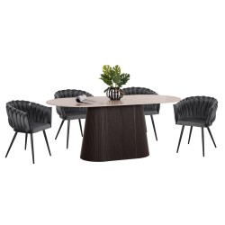 ΣΕΤ ΤΡΑΠΕΖΑΡΙΑΣ 5ΤΜΧ CATER HM12118.01 ΚΕΡΑΜΙΚΟ TOP ΟΒΑΛ--ΓΚΡΙ ΒΕΛΟΥΔΟ