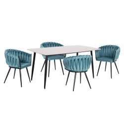 ΣΕΤ ΤΡΑΠΕΖΑΡΙΑΣ 5ΤΜΧ RAVEN HM12121.01 ΚΕΡΑΜΙΚΟ TOP ΛΕΥΚΟ ΜΑΡΜΑΡΟ--ΤΙΡΚΟΥΑΖ ΒΕΛΟΥΔΟ