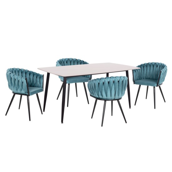 ΣΕΤ ΤΡΑΠΕΖΑΡΙΑΣ 5ΤΜΧ RAVEN HM12121.01 ΚΕΡΑΜΙΚΟ TOP ΛΕΥΚΟ ΜΑΡΜΑΡΟ--ΤΙΡΚΟΥΑΖ ΒΕΛΟΥΔΟ