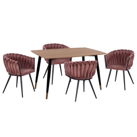 ΣΕΤ ΤΡΑΠΕΖΑΡΙΑΣ 5ΤΜΧ ALIZA HM12122.01 MDF TOP ΣΕ ΦΥΣΙΚΟ--ΣΑΠΙΟ ΜΗΛΟ ΒΕΛΟΥΔΟ