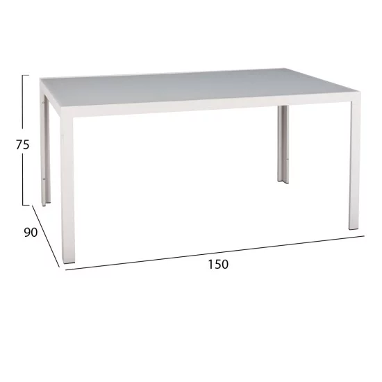 ΣΕΤ ΤΡΑΠΕΖΑΡΙΑΣ 5ΤΜΧ DUPRE HM21021 ΚΑΡΕΚΛΕΣ ΑΛΟΥΜ. & ΜΕΤΑΛ.ΤΡΑΠΕΖΙ 150x90εκ--ΛΕΥΚΟ