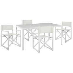 ΣΕΤ ΤΡΑΠΕΖΑΡΙΑΣ 5ΤΜΧ DUPRE HM21021 ΚΑΡΕΚΛΕΣ ΑΛΟΥΜ. & ΜΕΤΑΛ.ΤΡΑΠΕΖΙ 150x90εκ--ΛΕΥΚΟ