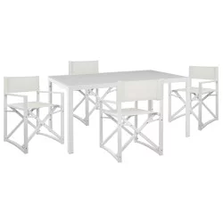 ΣΕΤ ΤΡΑΠΕΖΑΡΙΑΣ 5ΤΜΧ DUPRE HM21021 ΚΑΡΕΚΛΕΣ ΑΛΟΥΜ. & ΜΕΤΑΛ.ΤΡΑΠΕΖΙ 150x90εκ--ΛΕΥΚΟ