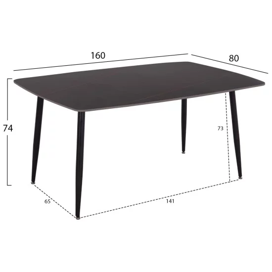 ΣΕΤ ΤΡΑΠΕΖΑΡΙΑΣ 5ΤΜΧ RAVEN HM21069.02 ΚΕΡΑΜΙΚΟ TOP ΜΑΥΡΟ ΜΑΡΜΑΡΟ & 4 ΚΑΡΕΚΛΕΣ