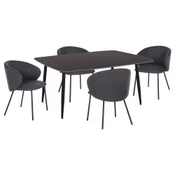 ΣΕΤ ΤΡΑΠΕΖΑΡΙΑΣ 5ΤΜΧ RAVEN HM21069.02 ΚΕΡΑΜΙΚΟ TOP ΜΑΥΡΟ ΜΑΡΜΑΡΟ & 4 ΚΑΡΕΚΛΕΣ