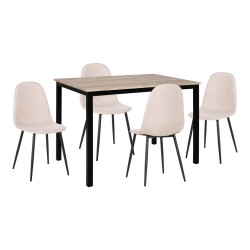 ΣΕΤ ΤΡΑΠΕΖΑΡΙΑΣ 5ΤΜΧ PANYA HM21114 ΤΡΑΠΕΖΙ & 4 ΚΑΡΕΚΛΕΣ ΥΦΑΣΜΑ ΜΠΕΖ