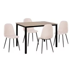 ΣΕΤ ΤΡΑΠΕΖΑΡΙΑΣ 5ΤΜΧ PANYA HM21114 ΤΡΑΠΕΖΙ & 4 ΚΑΡΕΚΛΕΣ ΥΦΑΣΜΑ ΜΠΕΖ