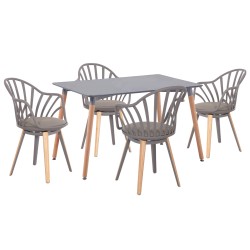 ΣΕΤ ΤΡΑΠΕΖΑΡΙΑΣ 5ΤΜΧ ANAIS HM21176 MDF TOP ΣΕ ΓΚΡΙ--P.P. & PU ΣΕ ΓΚΡΙ