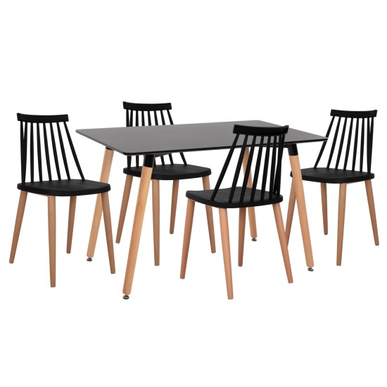 ΣΕΤ ΤΡΑΠΕΖΑΡΙΑΣ 5ΤΜΧ MINIMAL HM21178 MDF TOP ΣΕ ΜΑΥΡΟ-ΣΚΕΛΕΤΟΣ ΣΕ ΦΥΣΙΚΟ ΞΥΛΟΥ