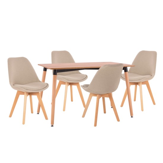 ΣΕΤ ΤΡΑΠΕΖΑΡΙΑΣ 5ΤΜΧ VEGAS HM21180 MDF TOP ΣΕ ΦΥΣΙΚΟ--ΥΦΑΣΜΑ ΜΠΕΖ