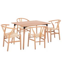 ΣΕΤ ΤΡΑΠΕΖΑΡΙΑΣ 5ΤΜΧ BRAVE HM21182 MDF TOP-ΞΥΛΟ ΟΞΙΑΣ & PAPER ROPE ΣΕ ΦΥΣΙΚΟ