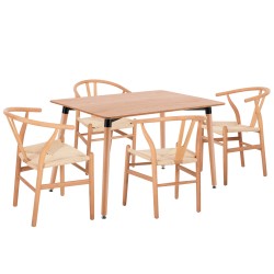 ΣΕΤ ΤΡΑΠΕΖΑΡΙΑΣ 5ΤΜΧ BRAVE HM21182 MDF TOP-ΞΥΛΟ ΟΞΙΑΣ & PAPER ROPE ΣΕ ΦΥΣΙΚΟ