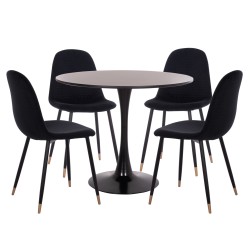 ΣΕΤ ΤΡΑΠΕΖΑΡΙΑΣ 5ΤΜΧ BROLIN HM21191 MDF TOP-ΜΕΤΑΛΛΙΚΑ ΠΟΔΙΑ-ΒΕΛΟΥΔΟ--ΜΑΥΡΟ