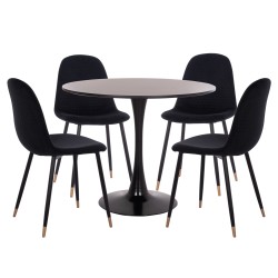 ΣΕΤ ΤΡΑΠΕΖΑΡΙΑΣ 5ΤΜΧ BROLIN HM21191 MDF TOP-ΜΕΤΑΛΛΙΚΑ ΠΟΔΙΑ-ΒΕΛΟΥΔΟ--ΜΑΥΡΟ