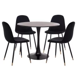 ΣΕΤ ΤΡΑΠΕΖΑΡΙΑΣ 5ΤΜΧ BROLIN HM21191 MDF TOP-ΜΕΤΑΛΛΙΚΑ ΠΟΔΙΑ-ΒΕΛΟΥΔΟ--ΜΑΥΡΟ