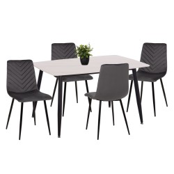 ΣΕΤ ΤΡΑΠΕΖΑΡΙΑΣ 5ΤΜΧ LATRELL HM21192 ΤΡΑΠΕΖΙ ΚΕΡΑΜΙΚΟ TOP-ΒΕΛΟΥΔΟ ΓΚΡΙ ΚΑΡΕΚΛΕΣ